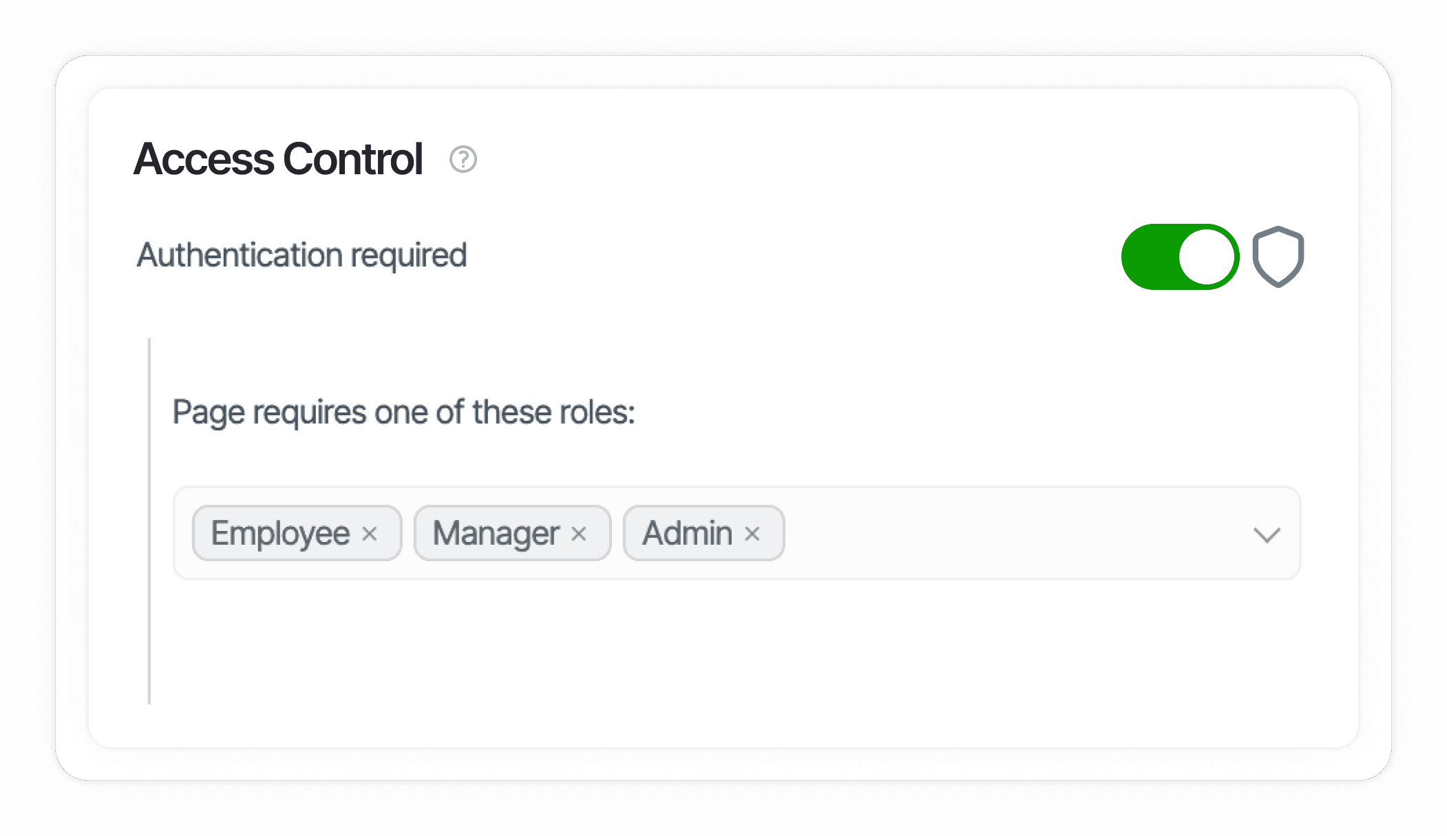 Access control settings in the Scram editor
