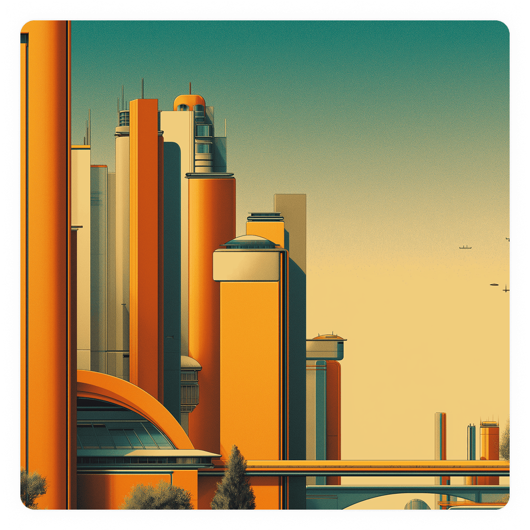 An aerial view of a city skyline